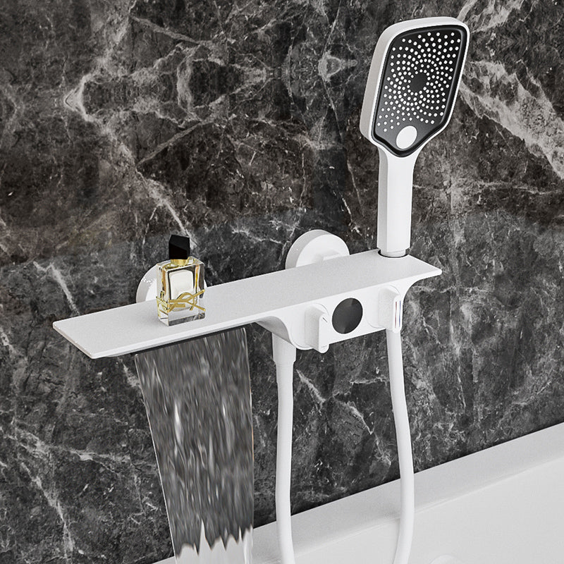 Modern Low Arc Tub Faucet Knob Handles Wall Mount Bathroom Faucet