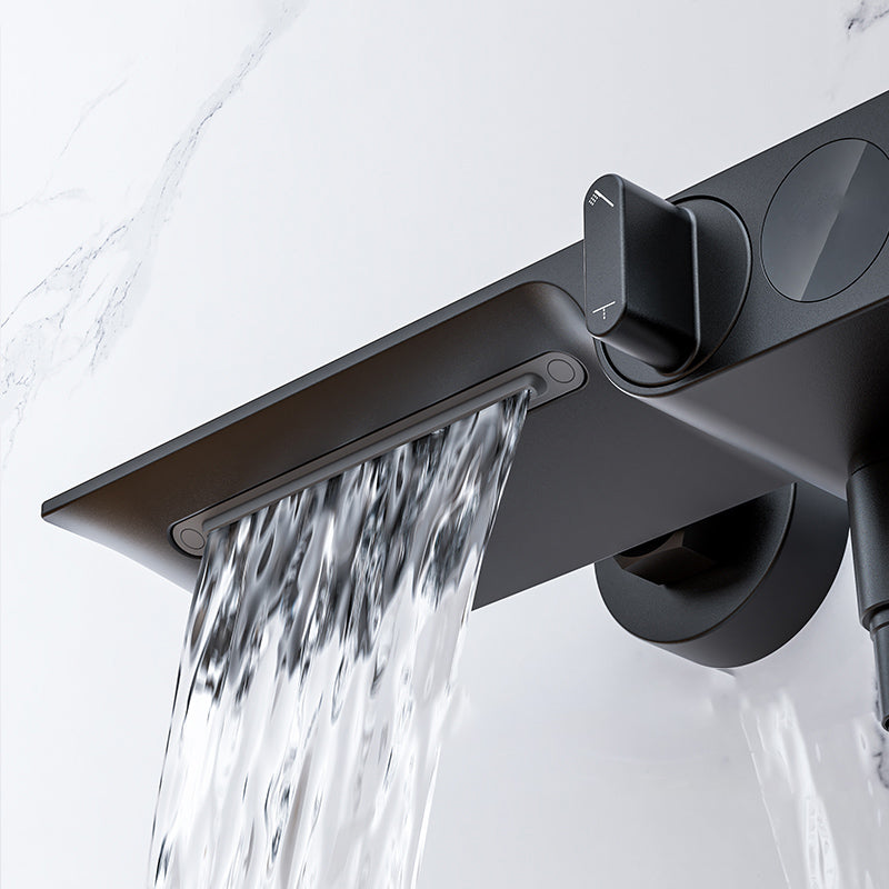 Modern Low Arc Tub Faucet Knob Handles Wall Mount Bathroom Faucet