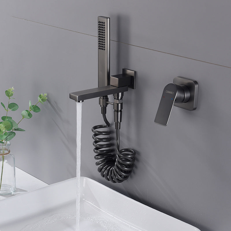 Contemporary Bathtub Faucet Solid Color Low Arc Wall Mounted Bathroom Faucet