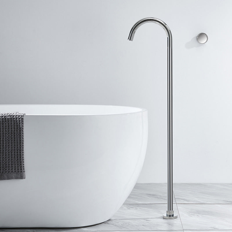 Modern High Arc Faucet Floor Mounted Freestanding Tub Filler with Risers
