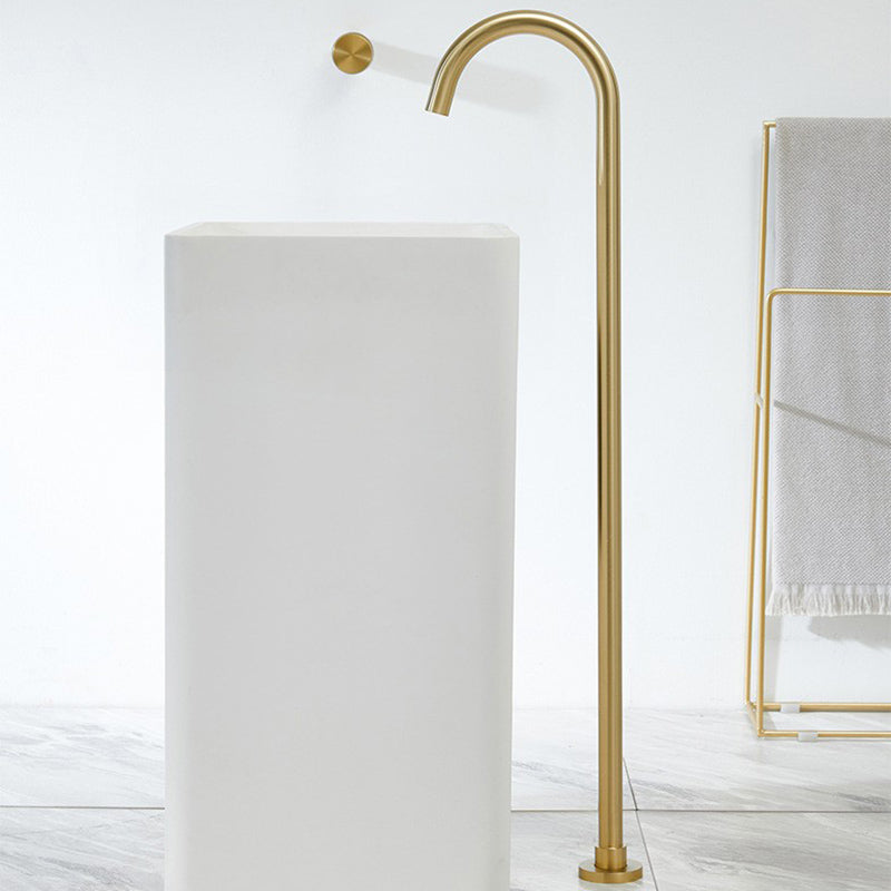 Modern High Arc Faucet Floor Mounted Freestanding Tub Filler with Risers