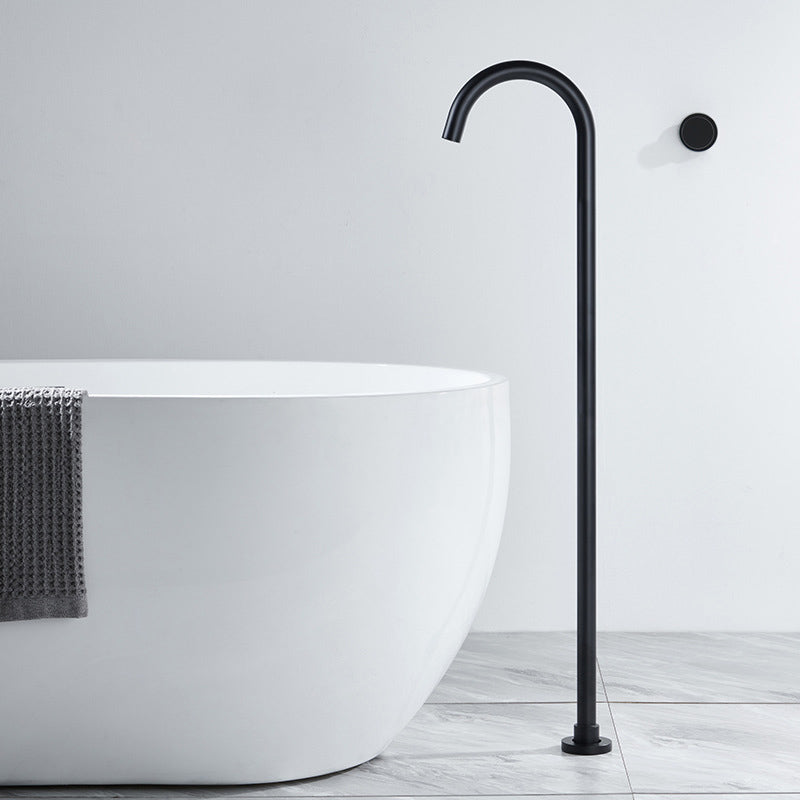 Modern High Arc Faucet Floor Mounted Freestanding Tub Filler with Risers
