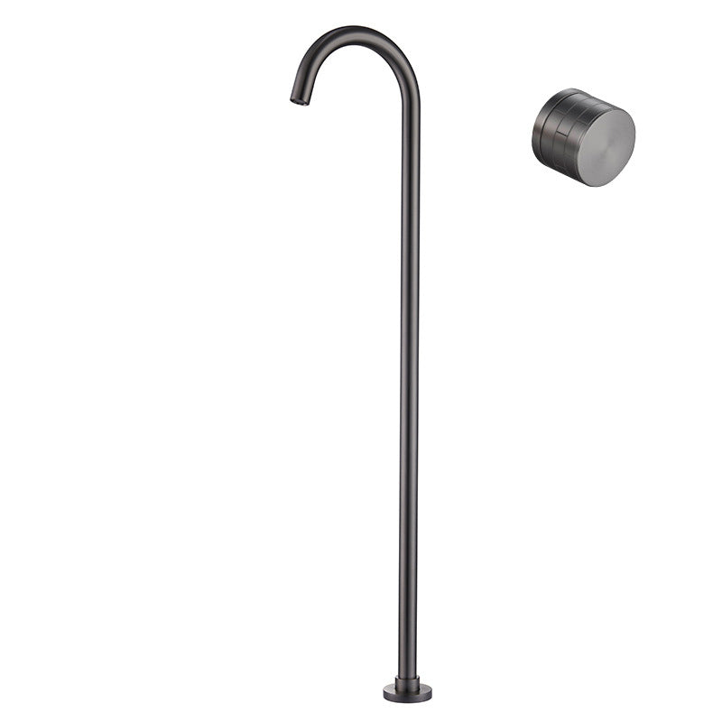 Modern High Arc Faucet Floor Mounted Freestanding Tub Filler with Risers