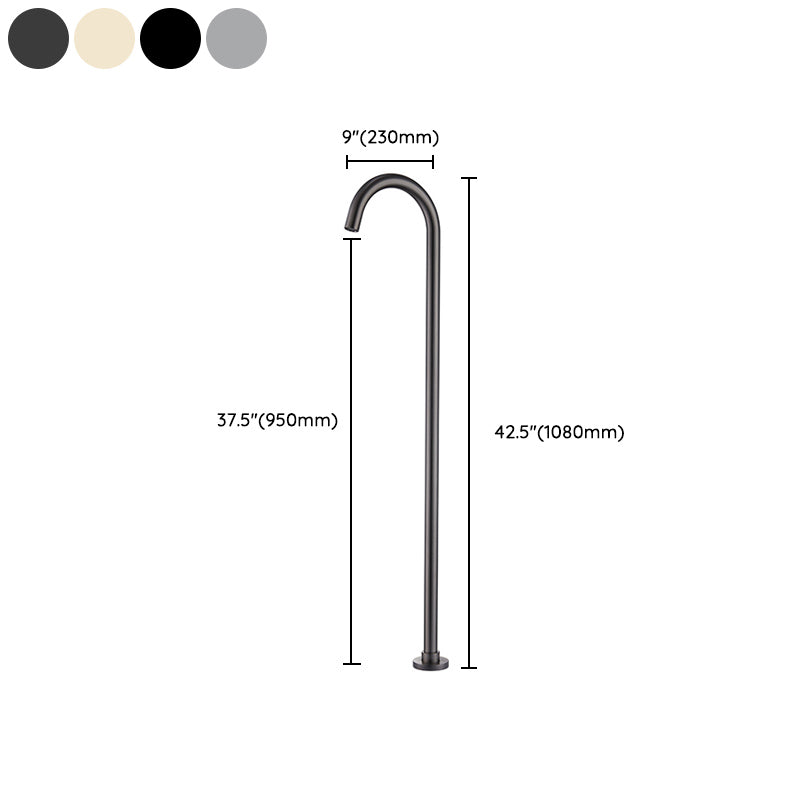 Modern High Arc Faucet Floor Mounted Freestanding Tub Filler with Risers