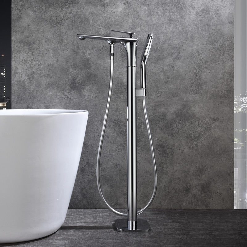 Modern Freestanding Faucet Copper with Risers and Handheld Shower Tub Faucet