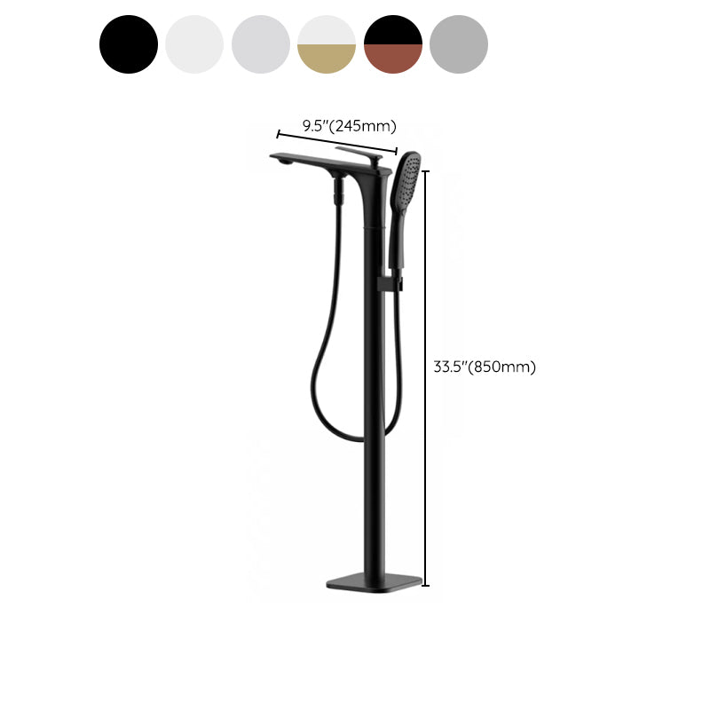 Modern Freestanding Faucet Copper with Risers and Handheld Shower Tub Faucet