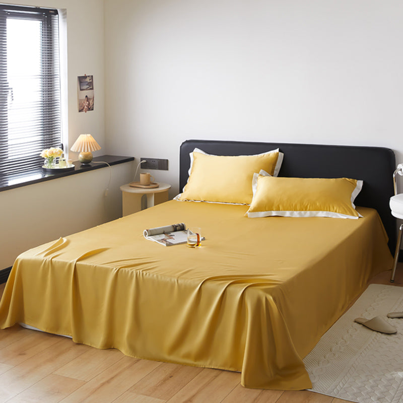 Bed Sheet Satin Solid Color Non-pilling Breathable Bed Sheet Set