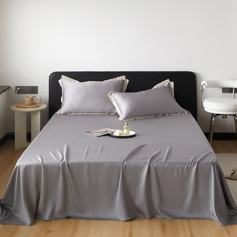 Bed Sheet Satin Solid Color Non-pilling Breathable Bed Sheet Set