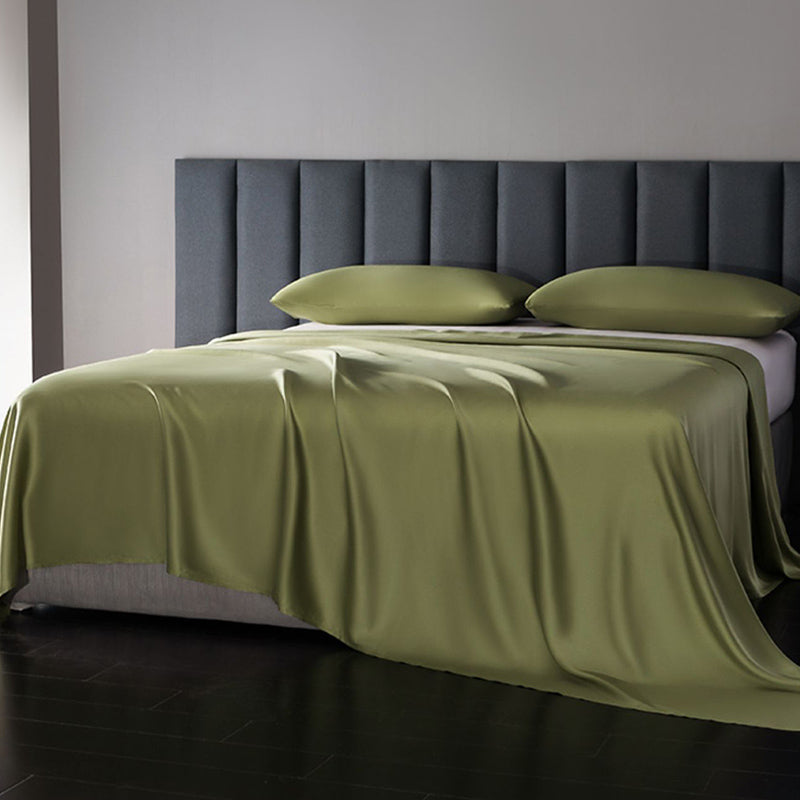 Satin Bed Sheet Solid Color Soft Skin-friendly Non-pilling Bed Sheet Set