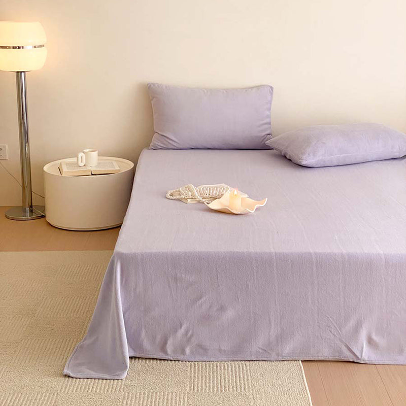 Solid Color Bed Sheet Breathable Skin-friendly Non-pilling Bed Sheet Set