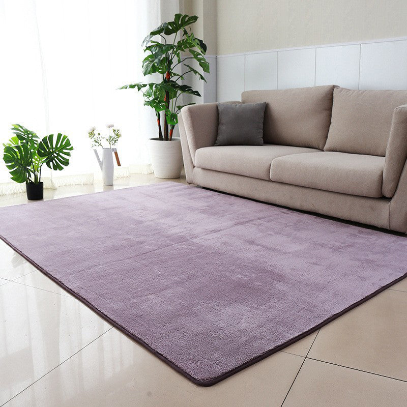 Purple Casual Rug Polyester Pure Color Rug Washable Rug for Home Decor