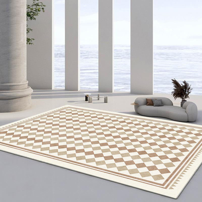 Beige Modern Rug Polyester Line Indoor Rug Washable Rug for Home Decor