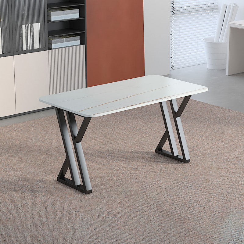 Industrial Style Task Desk Rectangular Shaped Office Desk in Grey/White/Black