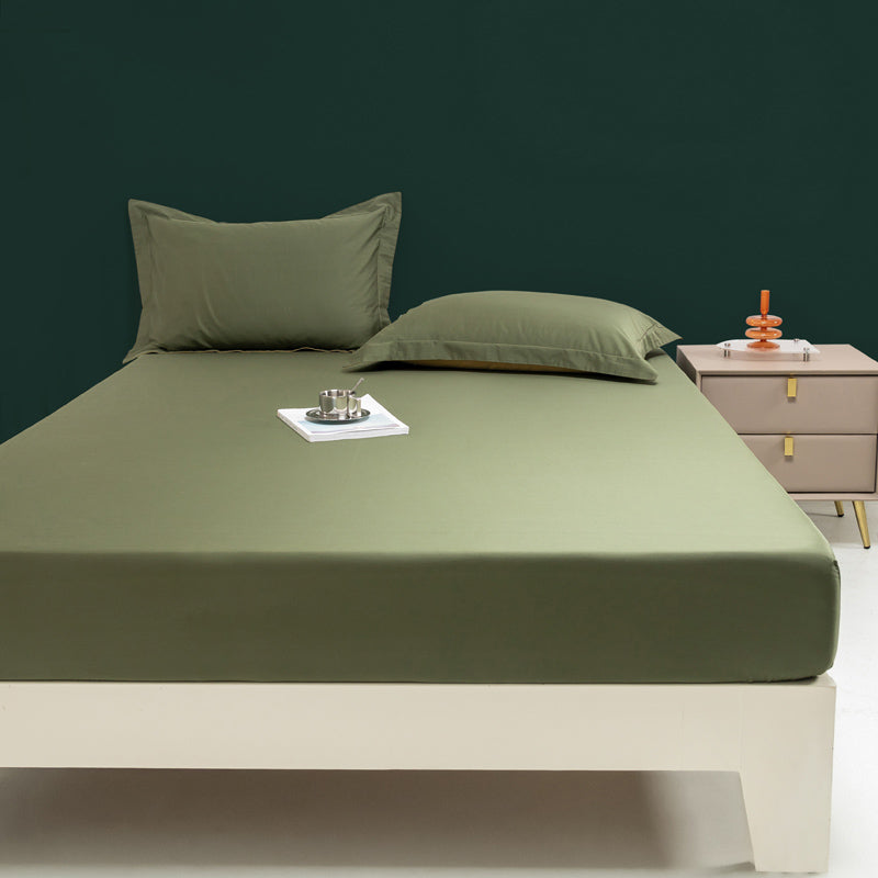 Fitted Bed Sheet Solid Color Non-pilling Breathable Skin-friendly Bed Sheet Set