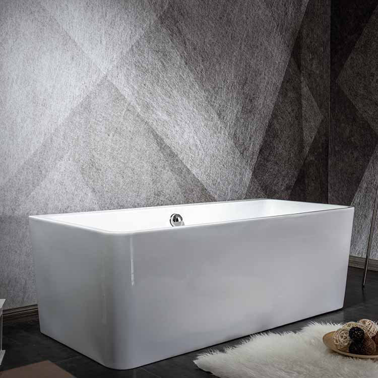 Freestanding Soaking Bathtub Antique Finish Rectangular Modern Tub