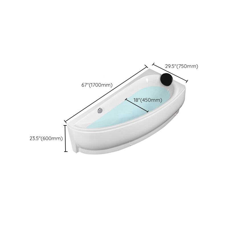 Acrylic Corner Modern Bathtub Acrylic White Soaking Back to Wall Bath
