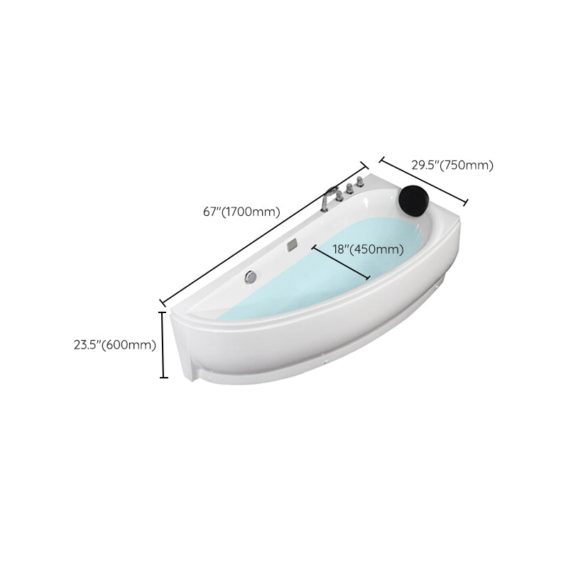 Acrylic Corner Modern Bathtub Acrylic White Soaking Back to Wall Bath