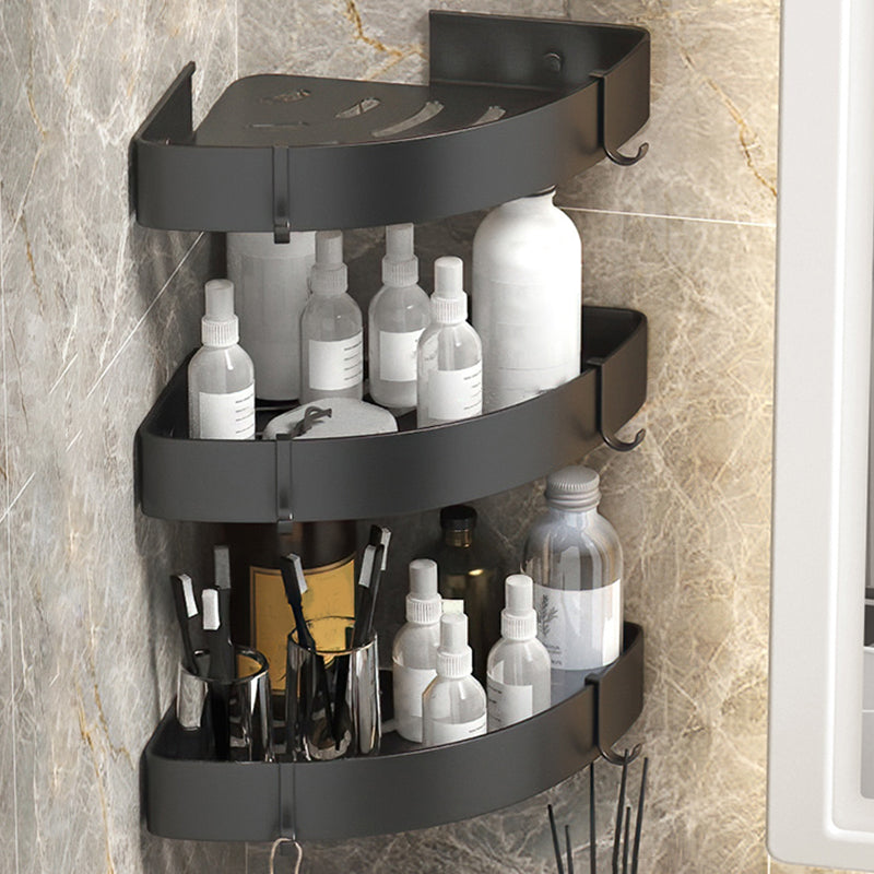 Modern 2/3-Piece Bathroom Set Stainless Triangle Bath Shelf in Aluminum