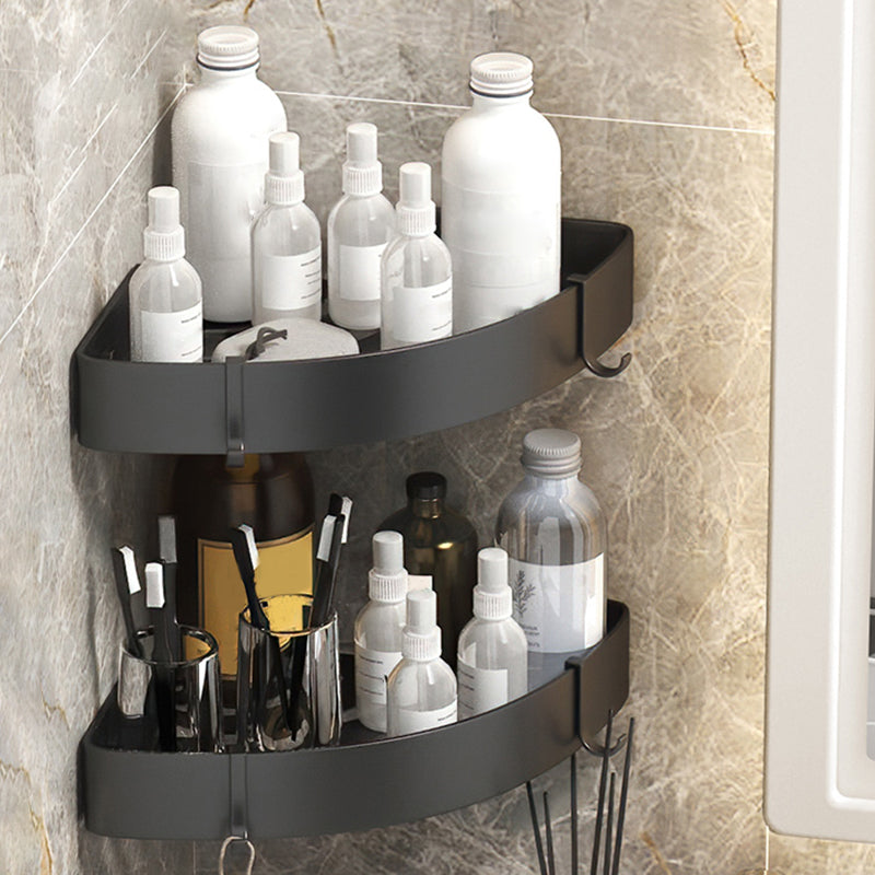 Modern 2/3-Piece Bathroom Set Stainless Triangle Bath Shelf in Aluminum