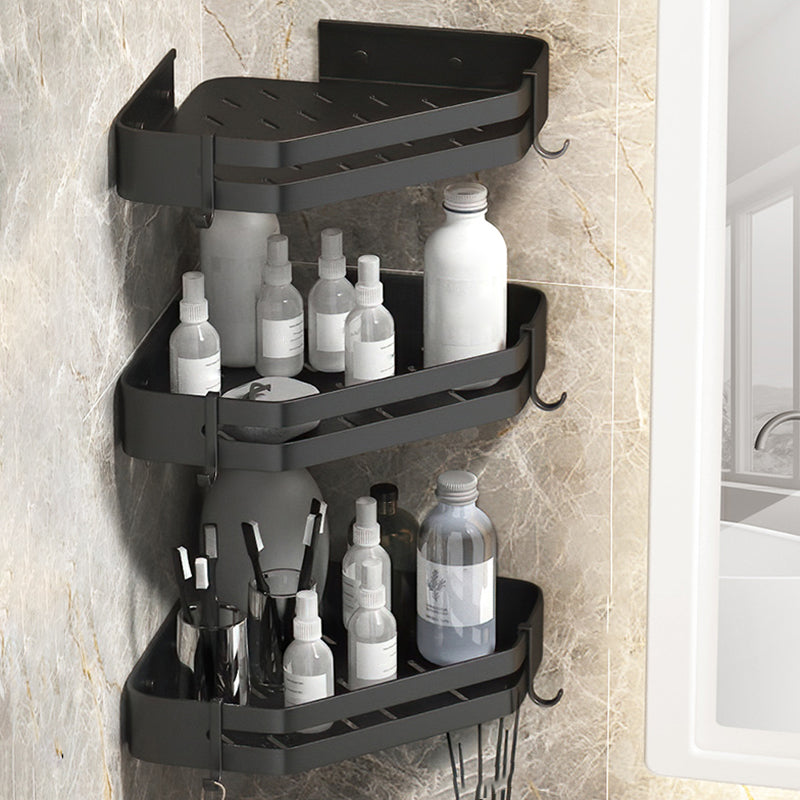 Modern 2/3-Piece Bathroom Set Stainless Triangle Bath Shelf in Aluminum