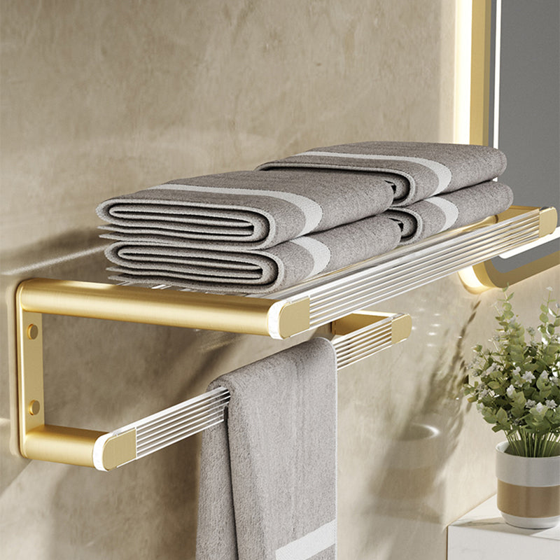 Modern Bathroom Accessory Set in Gold Metal and Acrylic Bath Hardware Set