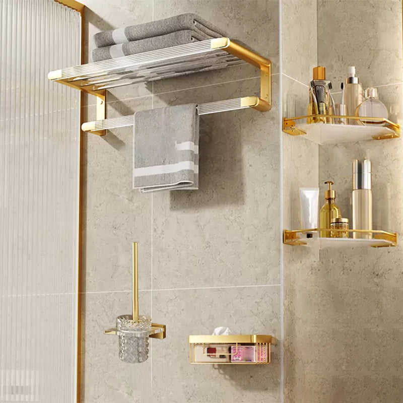 Modern Bathroom Accessory Set in Gold Metal and Acrylic Bath Hardware Set