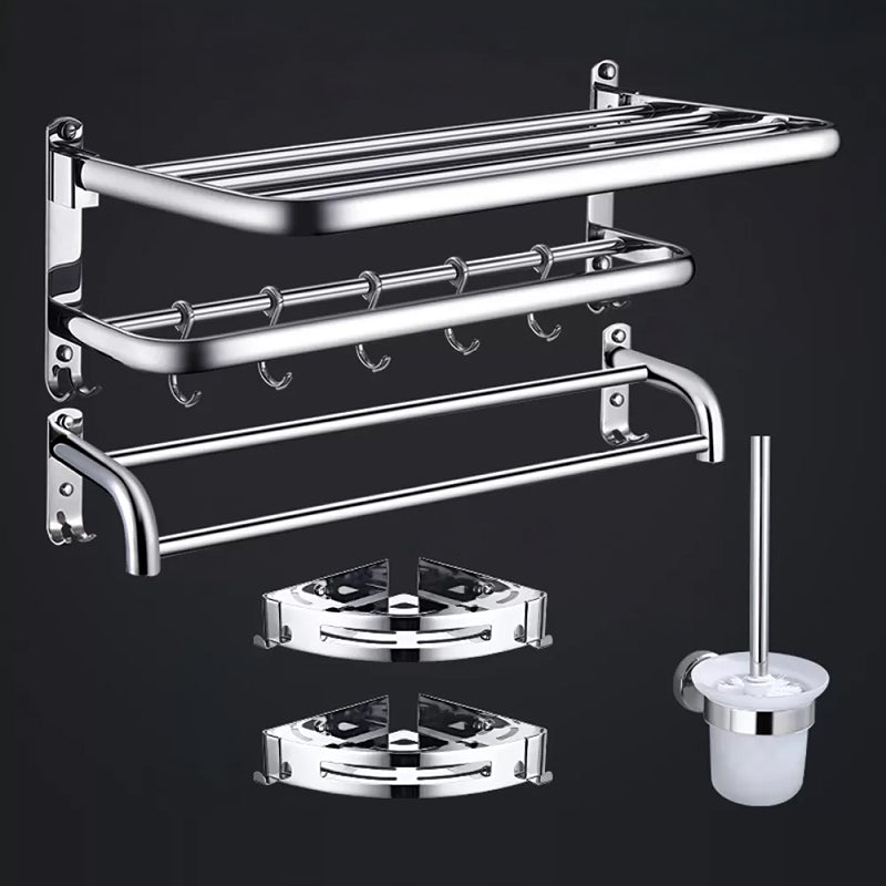 Contemporary Bathroom Accessories Hardware Set in Silver with Towel Bar