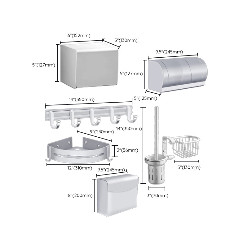 Modern Bathroom Accessories Hardware Set Silver Bathroom Accessory Kit
