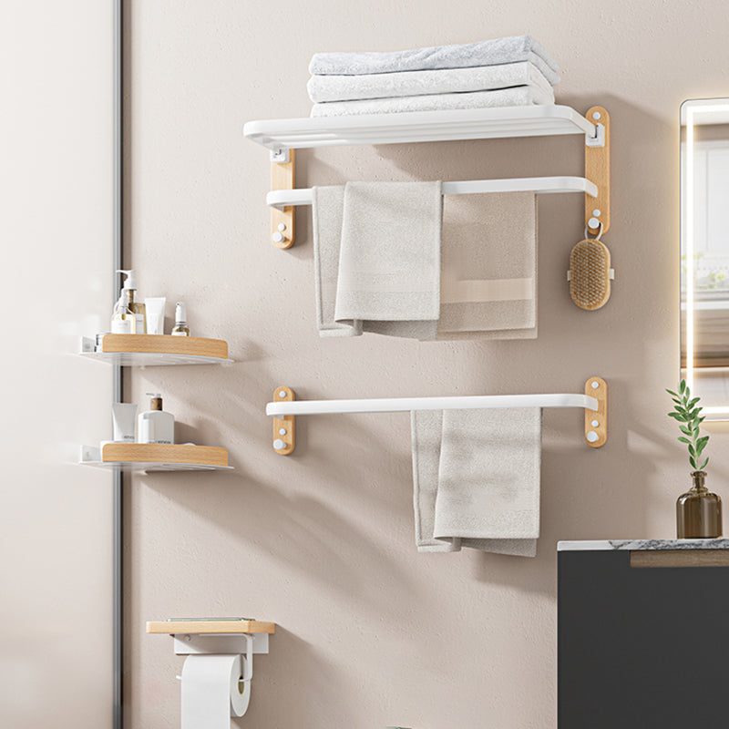 White Metal and Solid Wood Bathroom Accessories Hardware Set