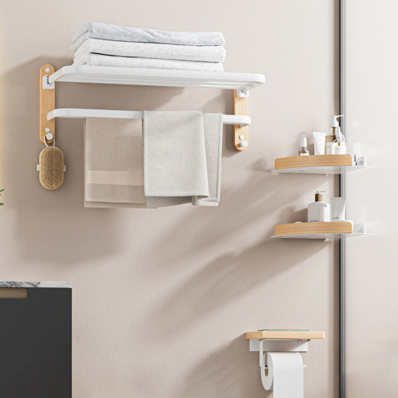 White Metal and Solid Wood Bathroom Accessories Hardware Set