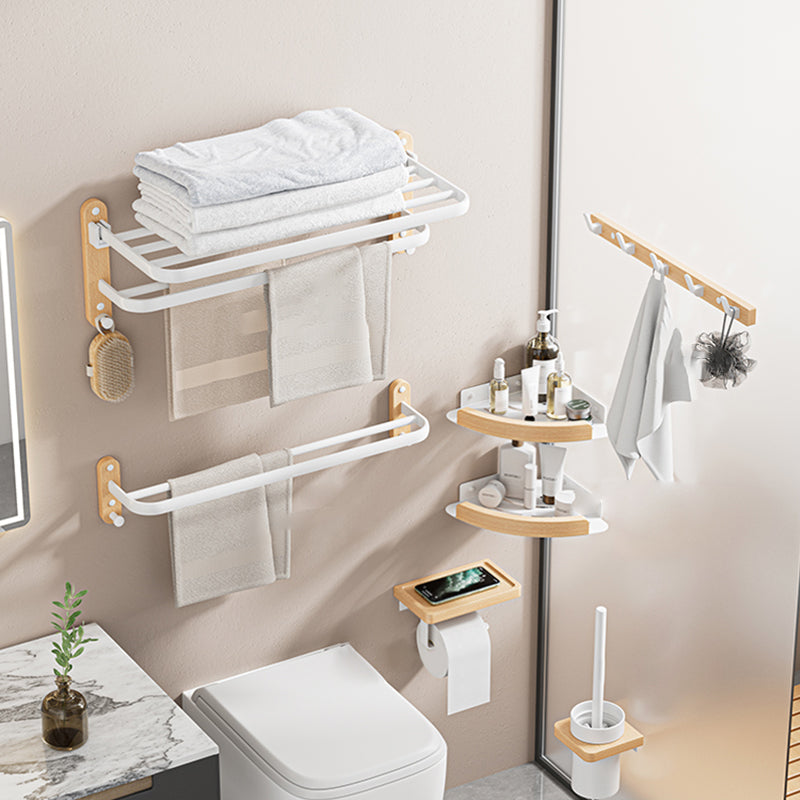 White Metal and Solid Wood Bathroom Accessories Hardware Set