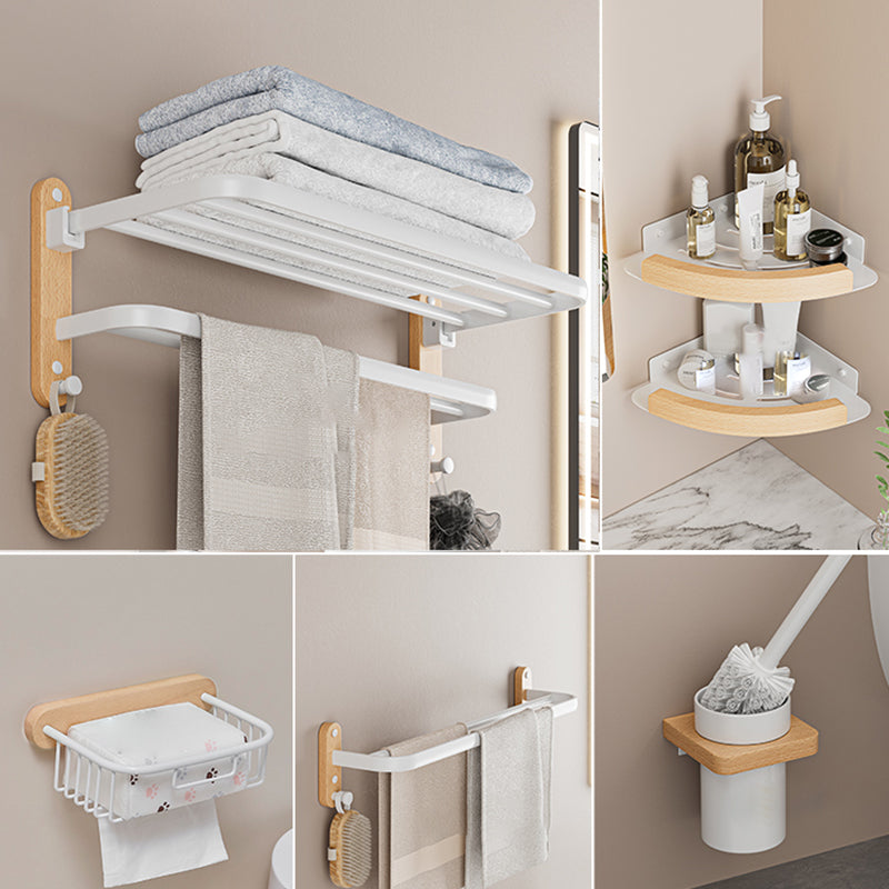 White Metal and Solid Wood Bathroom Accessories Hardware Set