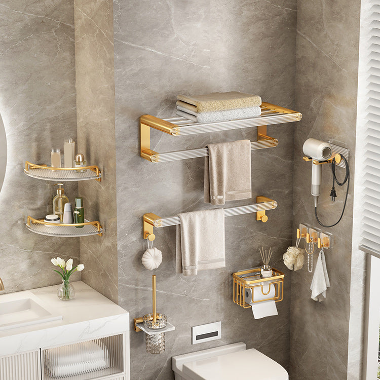 Modern Golden Bathroom Accessory As Individual Or As a Set with Bath Shelf