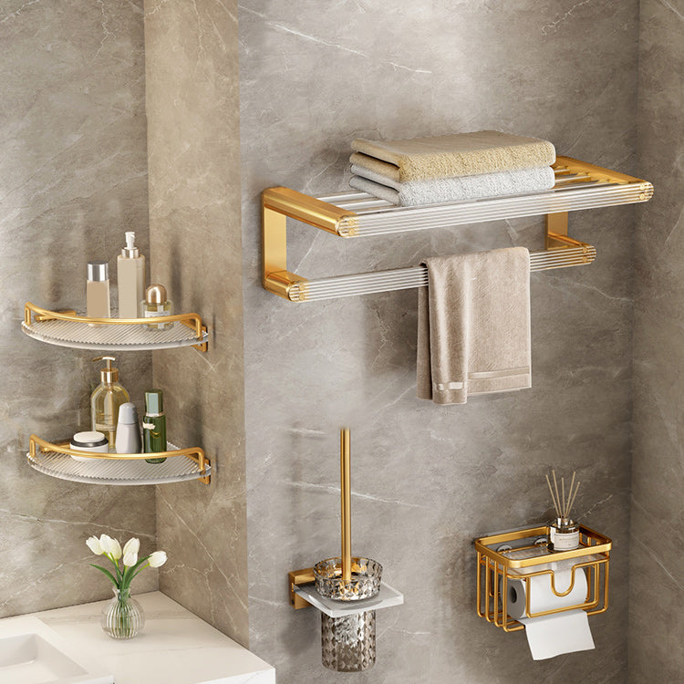 Modern Golden Bathroom Accessory As Individual Or As a Set with Bath Shelf
