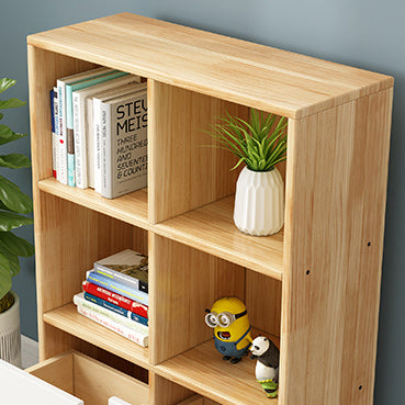 2-Drawer Solid Wood Accent Chest Natural Modern Cabinet with Shelves
