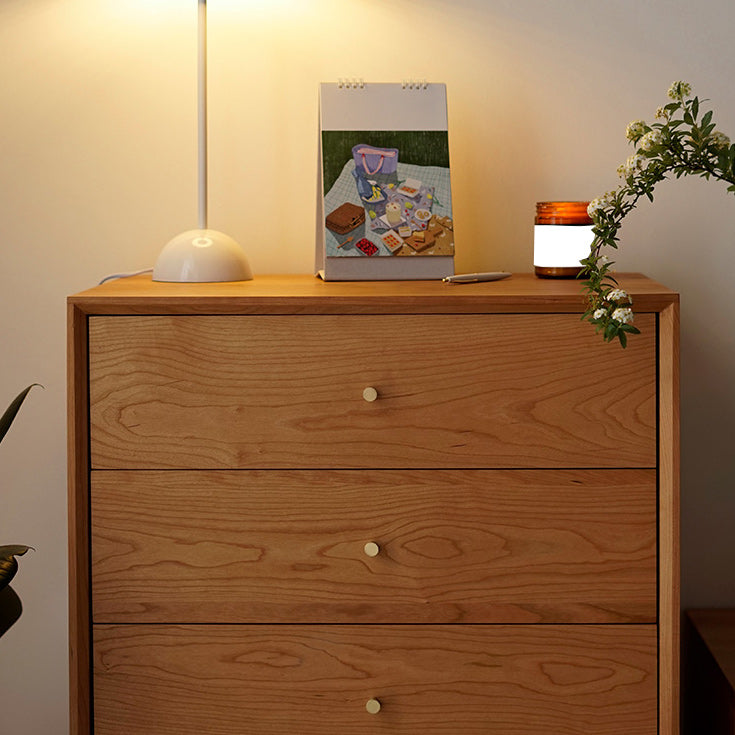 Pine Wood Accent Chest 37.8" Tall Side Cabinet with 5 Drawers