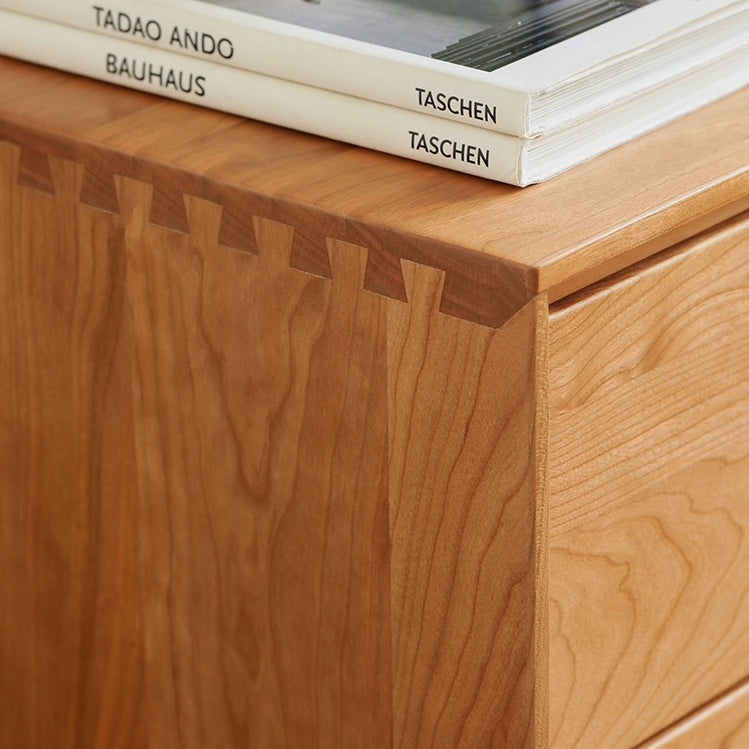 Pine Wood Accent Chest 37.8" Tall Side Cabinet with 5 Drawers