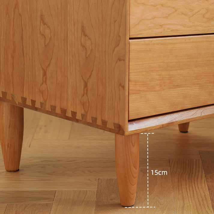 Pine Wood Accent Chest 37.8" Tall Side Cabinet with 5 Drawers