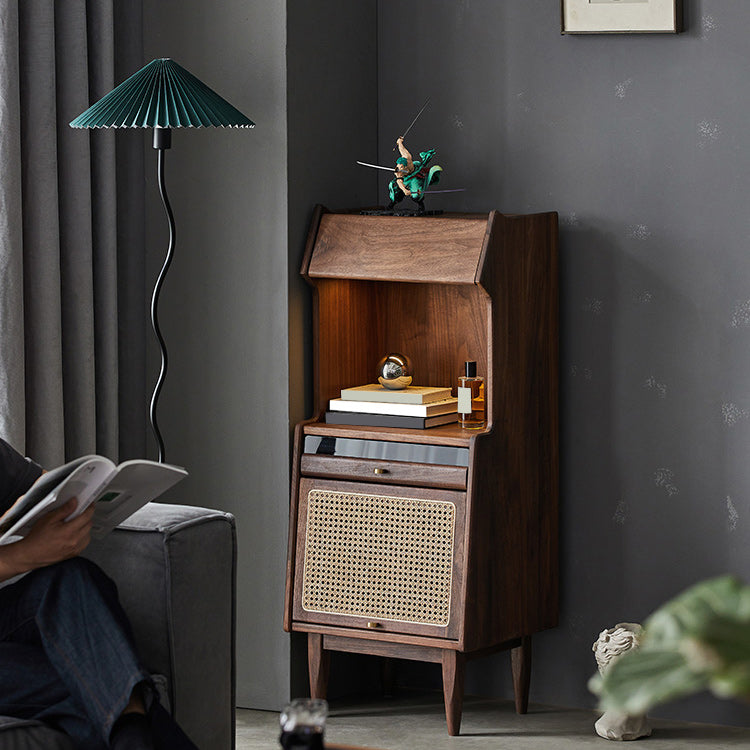 Mid-Century Modern Accent Chest Solid Wood Storage Cabinet with Shelves