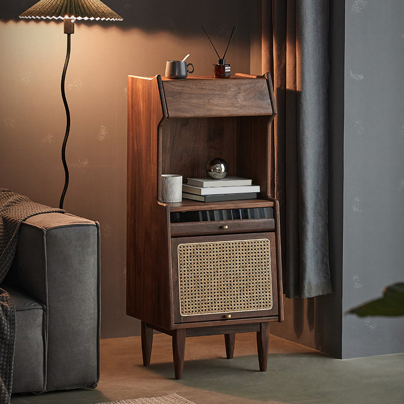 Mid-Century Modern Accent Chest Solid Wood Storage Cabinet with Shelves