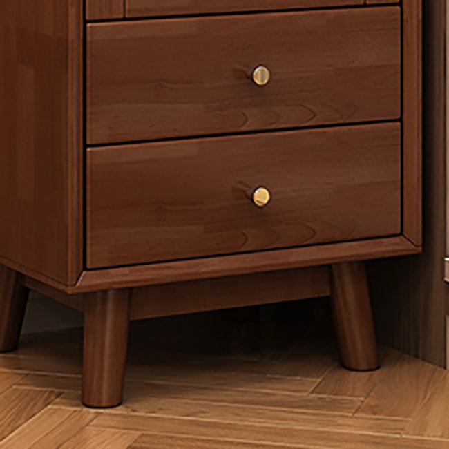 Rubberwood Accent Cabinet Modern Glass Paned Cabinet with Drawers