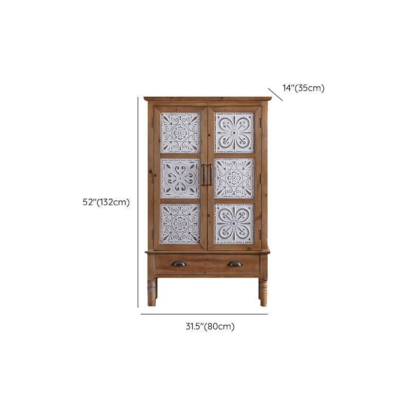 Distressed Wood Accent Cabinet Industrial Solid Wood Chest with Drawers