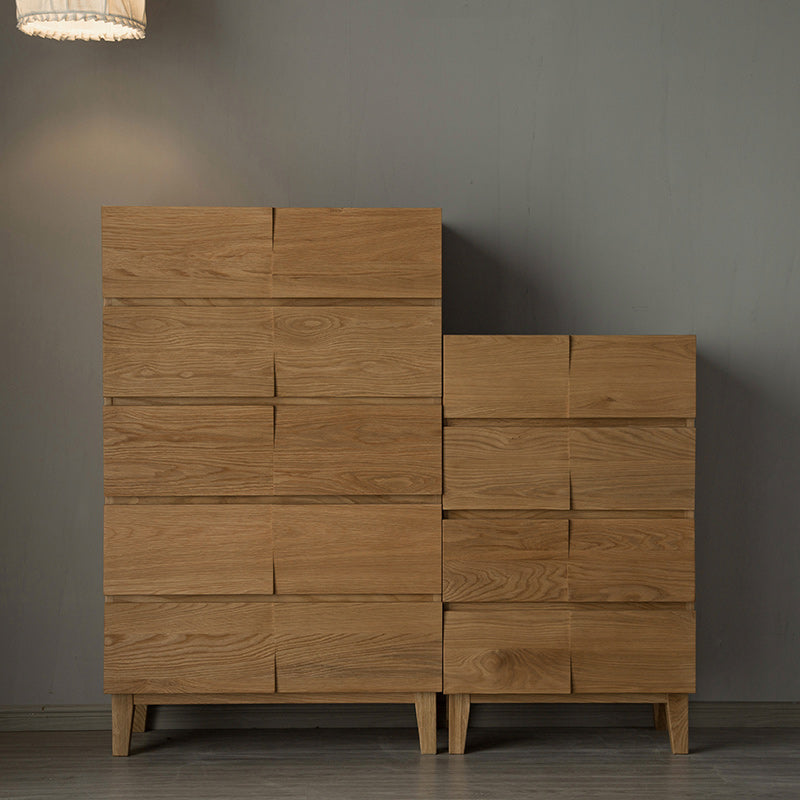 Modern Natural Cabinet with Drawers Solid Wood 16.9" D Chest