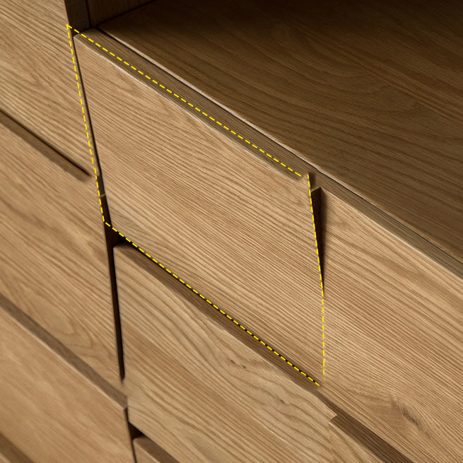 Modern Natural Cabinet with Drawers Solid Wood 16.9" D Chest