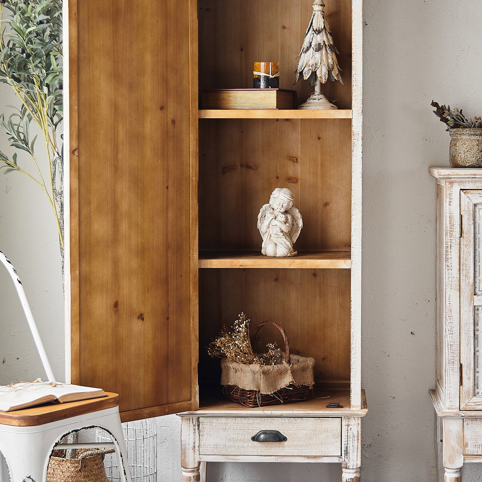 Industrial Stain Resistant Cabinet Distressed Wood Solid Wood Accent Cabinet