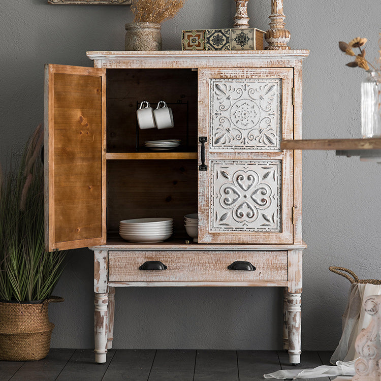Industrial Stain Resistant Cabinet Distressed Wood Solid Wood Accent Cabinet