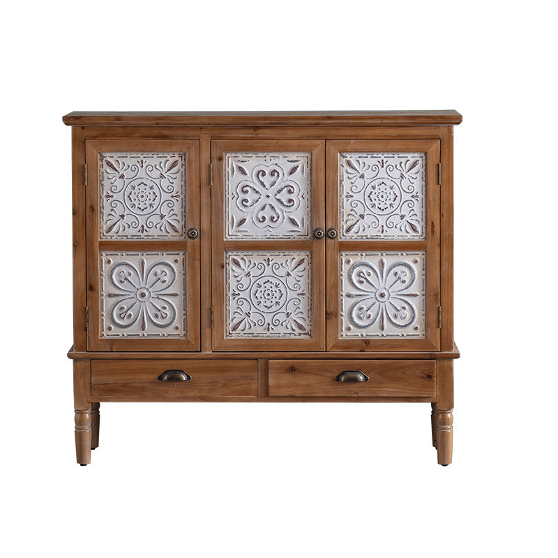 Industrial Stain Resistant Cabinet Distressed Wood Solid Wood Accent Cabinet
