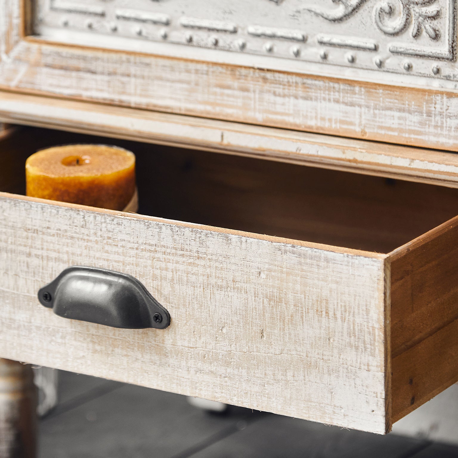 Industrial Stain Resistant Cabinet Distressed Wood Solid Wood Accent Cabinet