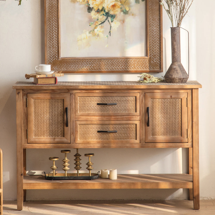 Industrial Solid Wood Side Cabinet Distressed Wood Accent Cabinet