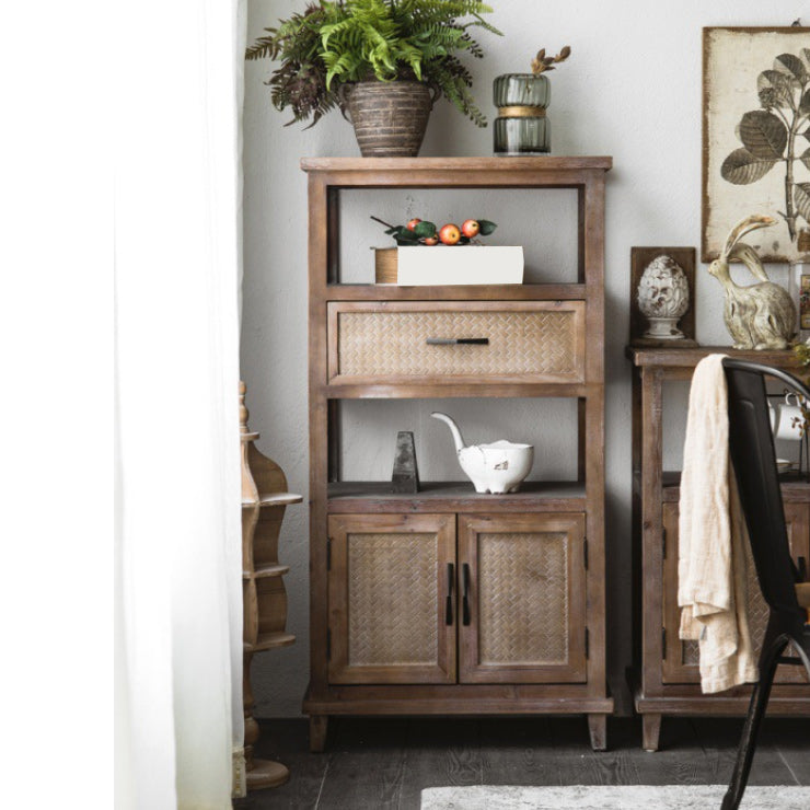 Industrial Solid Wood Side Cabinet Distressed Wood Accent Cabinet